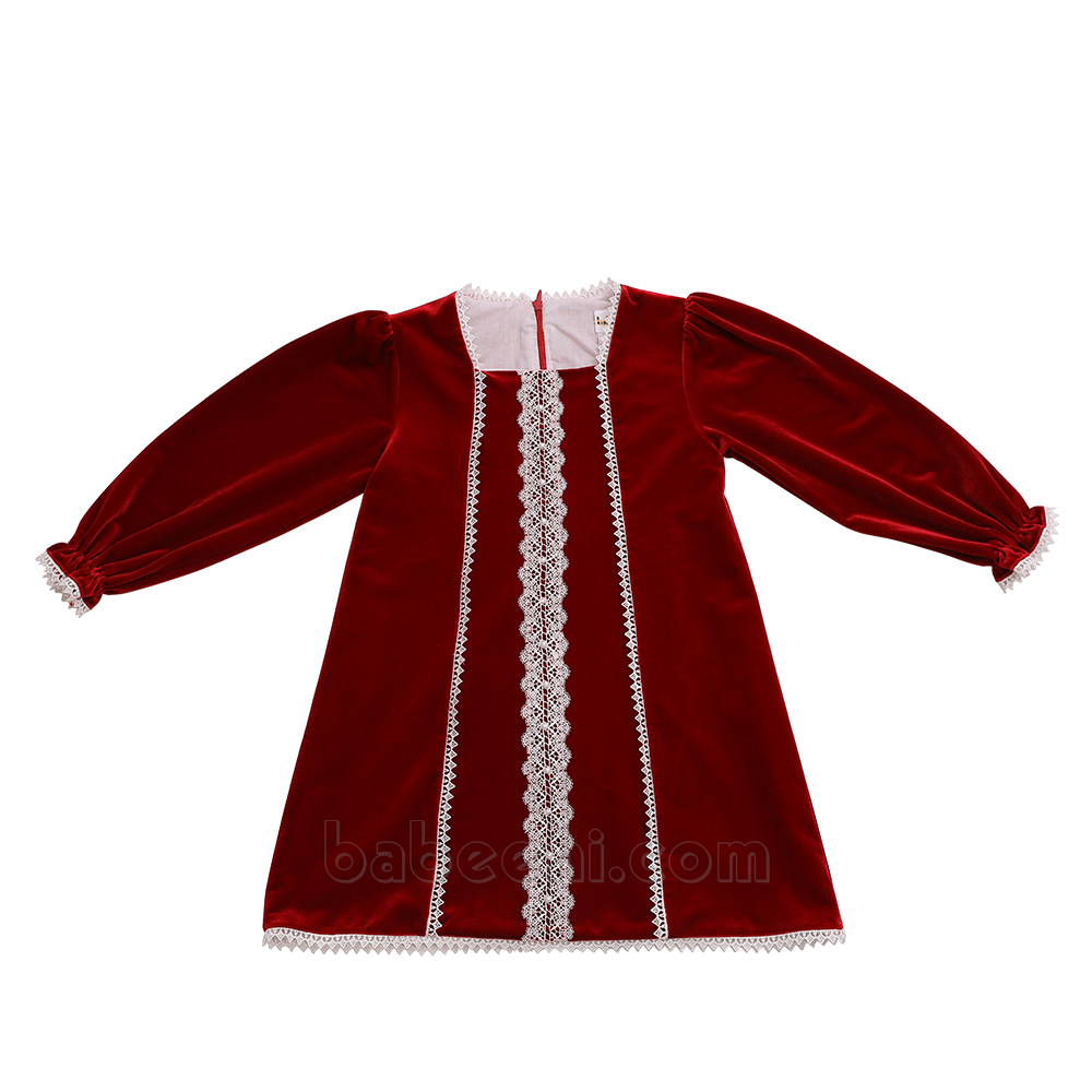 Baby Girl red velvet lace dress- DR 2783